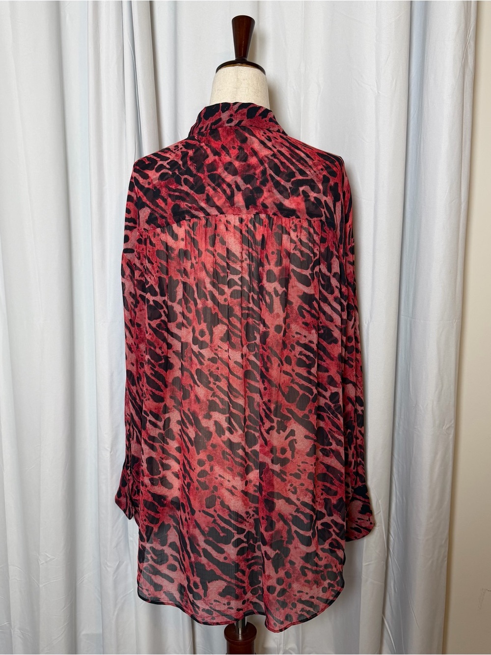 AllSaints Bernie Ambient Printed Shirt Red Black Small - Picture 4 of 12